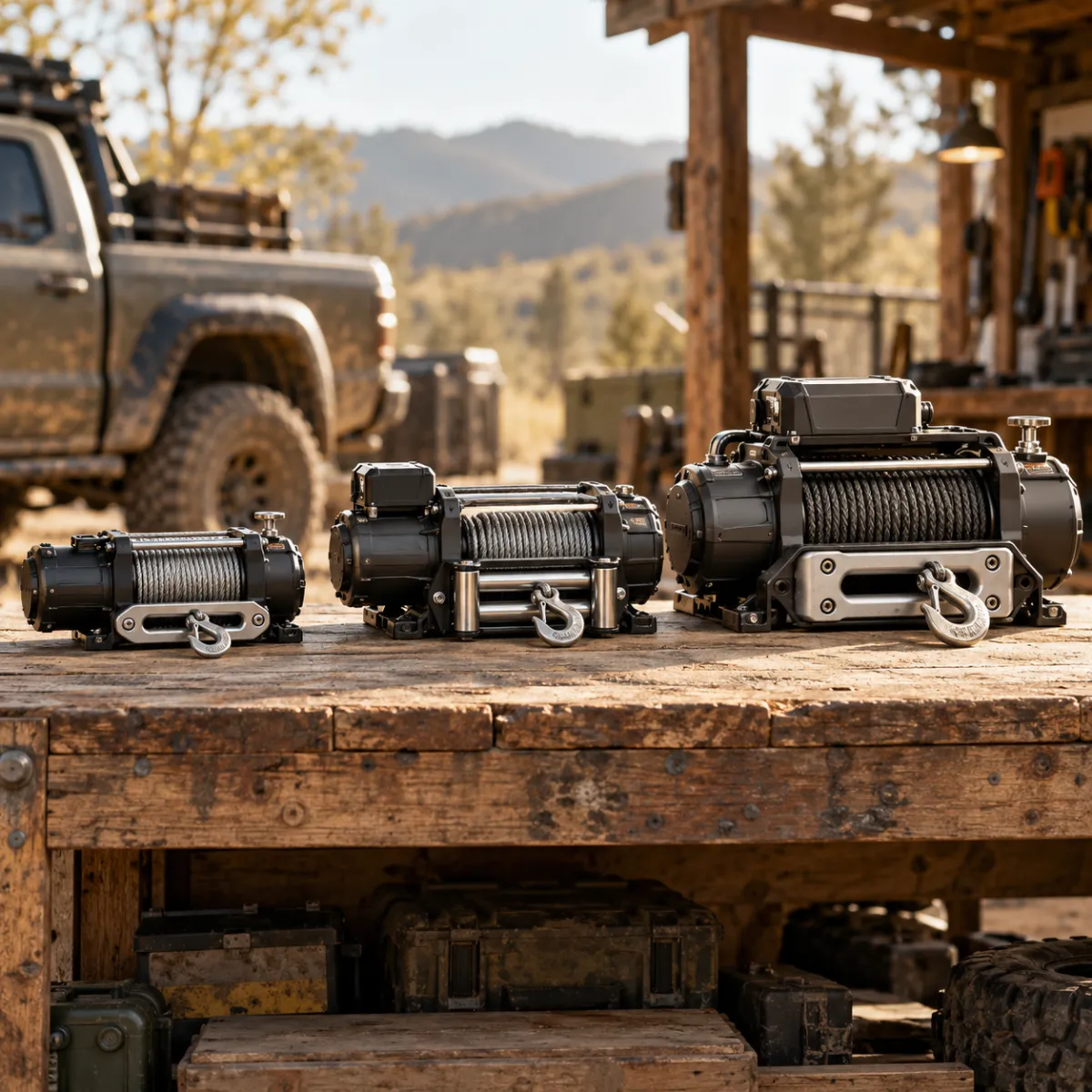 Budget, mid-range and premium truck winches arranged in three tiers